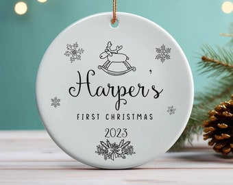Baby's First Christmas Decoration | Babys First Christmas Keepsake Bauble Ceramic Ornament | Baby's 1st Xmas Bauble | Baby Christmas Gift