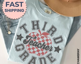 Retro Third Grade Teacher Shirt, 3rd Grade Teacher Tee, First Day of School Matching TShirt, New Teacher Gift, Teacher Squad, VIntage
