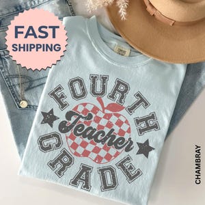 Retro Fourth Grade Teacher Shirt, 4th Grade Teacher Tee, First Day of School Matching TShirt, New Teacher Gift, Teacher Squad, Vintage