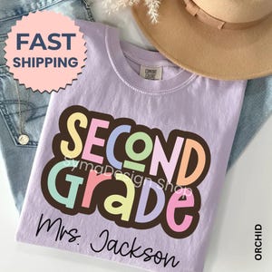 Comfort Colors® Second Grade Teacher Shirt Retro Second Grade Shirt Custom Second Grade Tshirt 2nd Grade Team Personalized Teacher 2nd Grade