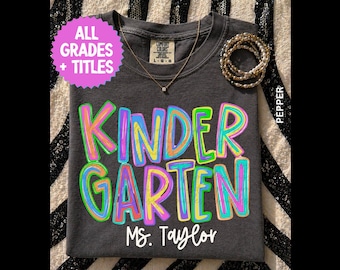 Kindergarten Teacher Shirt Comfort Colors Back to School Shirts Custom Kindergarten Team Shirt Preppy Matching School Grade Level Shirts