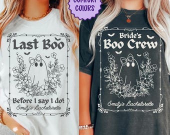 Custom Halloween Bachelorette Shirts, Personalized Ghost Bachelorette Party Shirts Witch Bach T-Shirts,  Spooky Bridal Party Gift Goth Bach