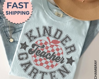 Retro Kindergarten Grade Teacher Shirt, Kinder Grade Tee, First Day of School Matching TShirt, New Teacher Gift, Teacher Squad, Vintag