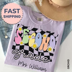Comfort Colors® Second Grade Teacher Shirt Retro Second Grade Shirt Custom Second Grade Tshirt 2nd Grade Team Personalized Teacher 2nd Grade