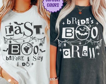 Custom Halloween Bachelorette Shirts, Personalized Ghost Bachelorette Party Shirts Witch Bach T-Shirts,  Spooky Bridal Party Gift Goth Bach