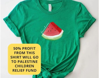 Freedom Watermelon T-shirt, Free Palestine Thsirt,  Human Rights Gift, Palestinian Top, Profits Donated Gaza Tee You Will never Walk Alone