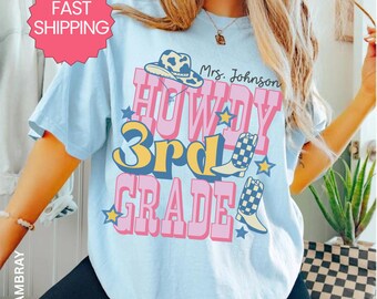 Personalized Third Grade Teacher Shirt Comfort Colors 3rd Grade Teacher Gift Howdy Third Grade Tshirt Elementary T Shirt Back to School Tees