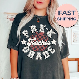 Comfort Colors® Pre-K Lehrer-T-Shirt, personalisiertes Pre-k-Shirt, benutzerdefiniertes PreK-Lehrer-T-Shirt, Pre-Kinder Team-Shirt, Retro PreK-Kader-Shirt