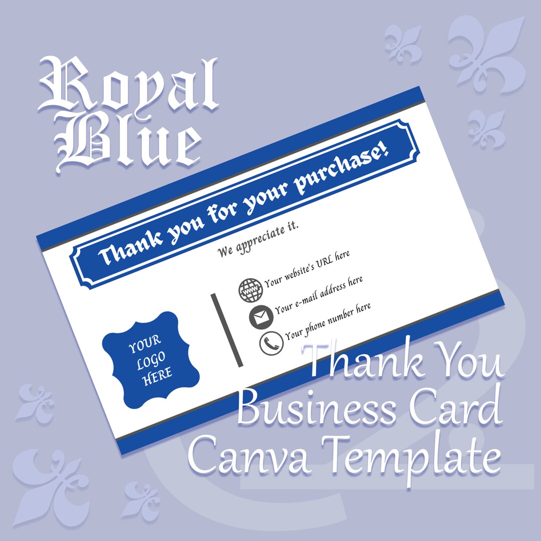 Royal Blue - Thank You Business Card Canva Template - 3.5 X 2 Inch ...