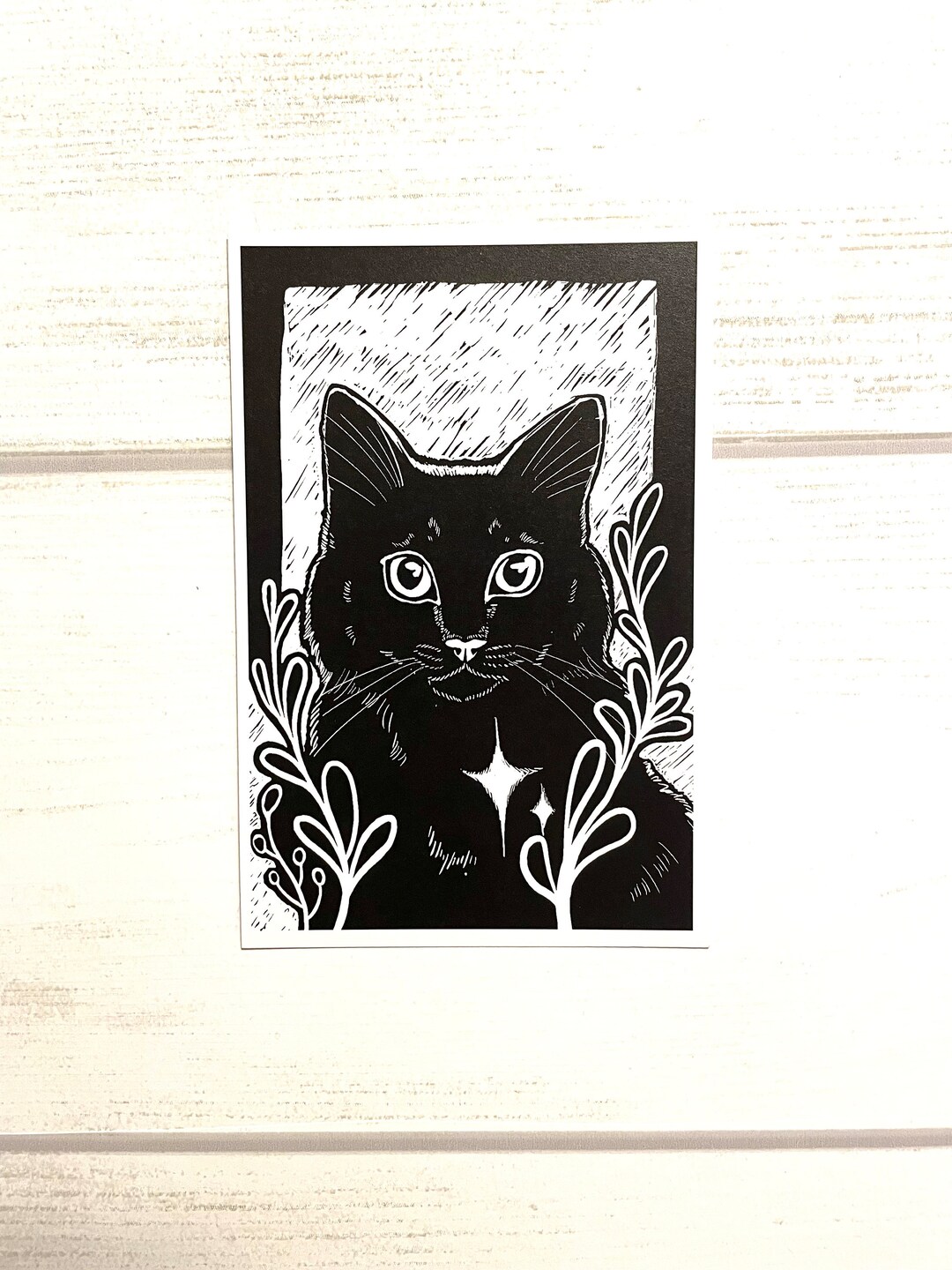 Cat Print - Digital Print Lino-style Illustration - Art for Animal Pet ...