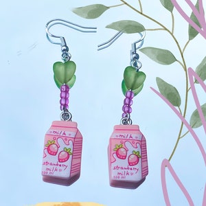 Kawaii Strawberry Peach Milk Earrings