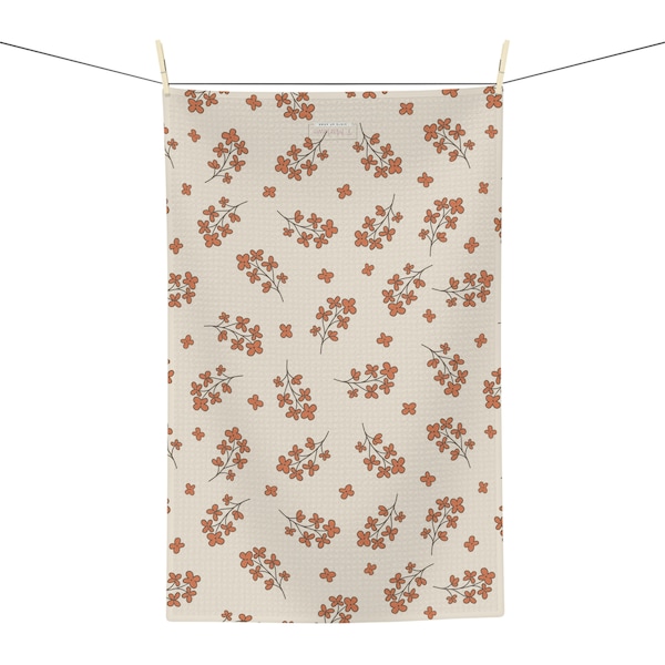 Cherry Blossom Rust Retro Spring Soft Tea Towel