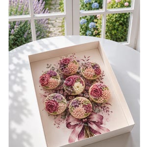 Flower Bouquet Cupcake Box Insert Template | Purple Bouquet | Printable PDF | US, Uk & Australia Sizes