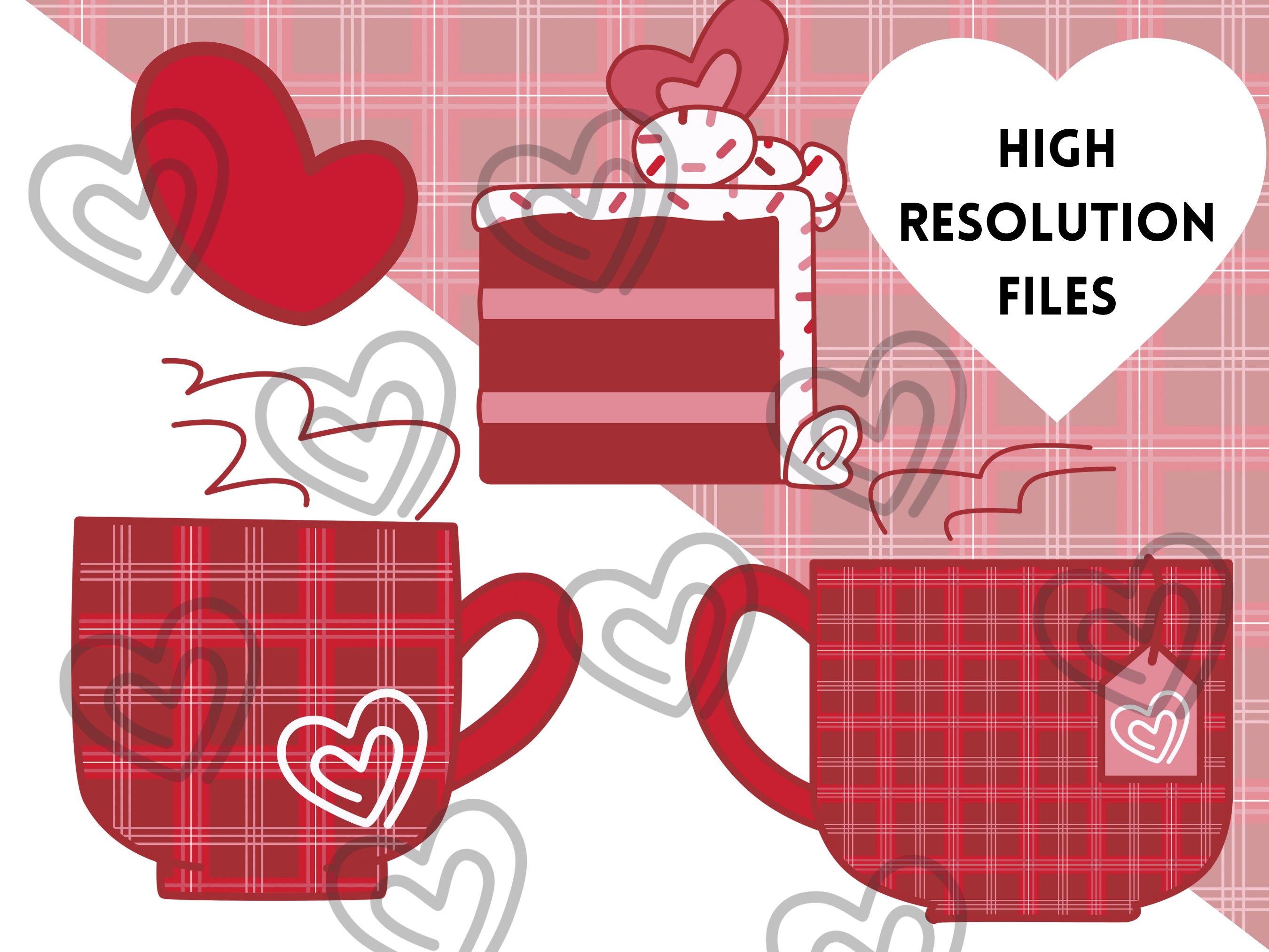 Valentine's Day PNG Clipart Bundle, Valentine's Sweets Clipart, Heart ...