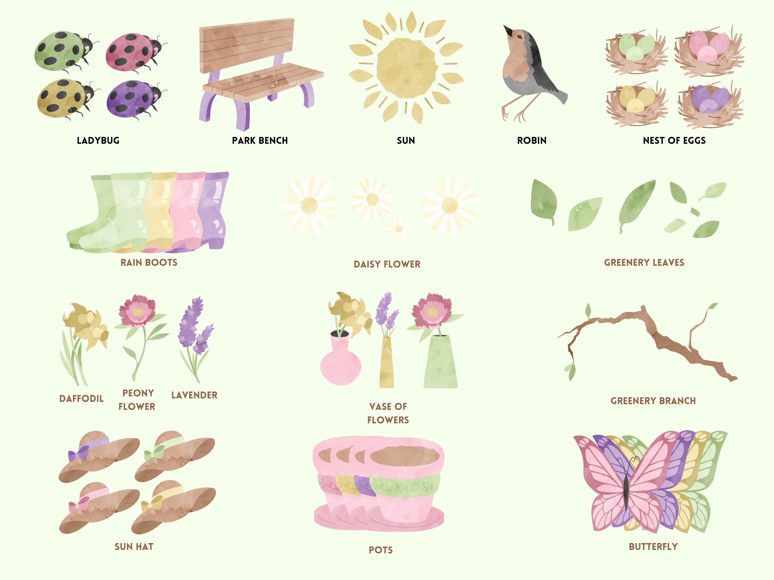 Spring Watercolor Clipart Bundle PNG/SVG Spring Flowers PNG - Etsy