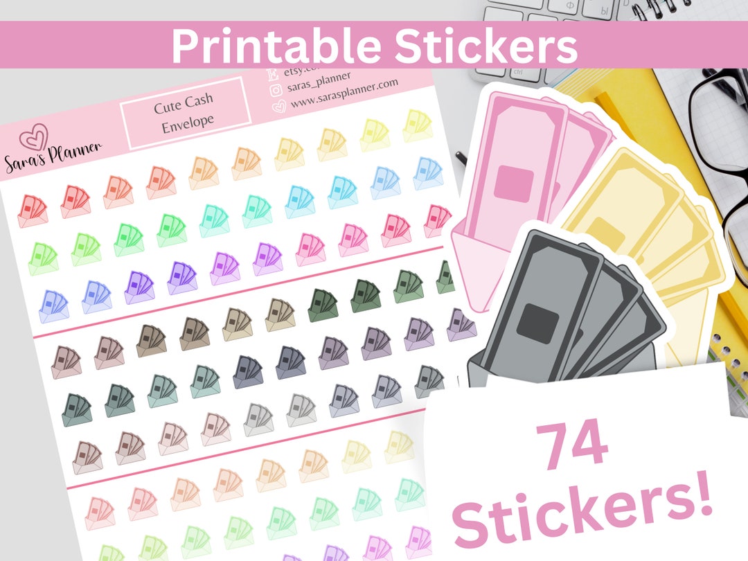 Printable Cute Cash Envelope Planner Stickers, Instant Download ...