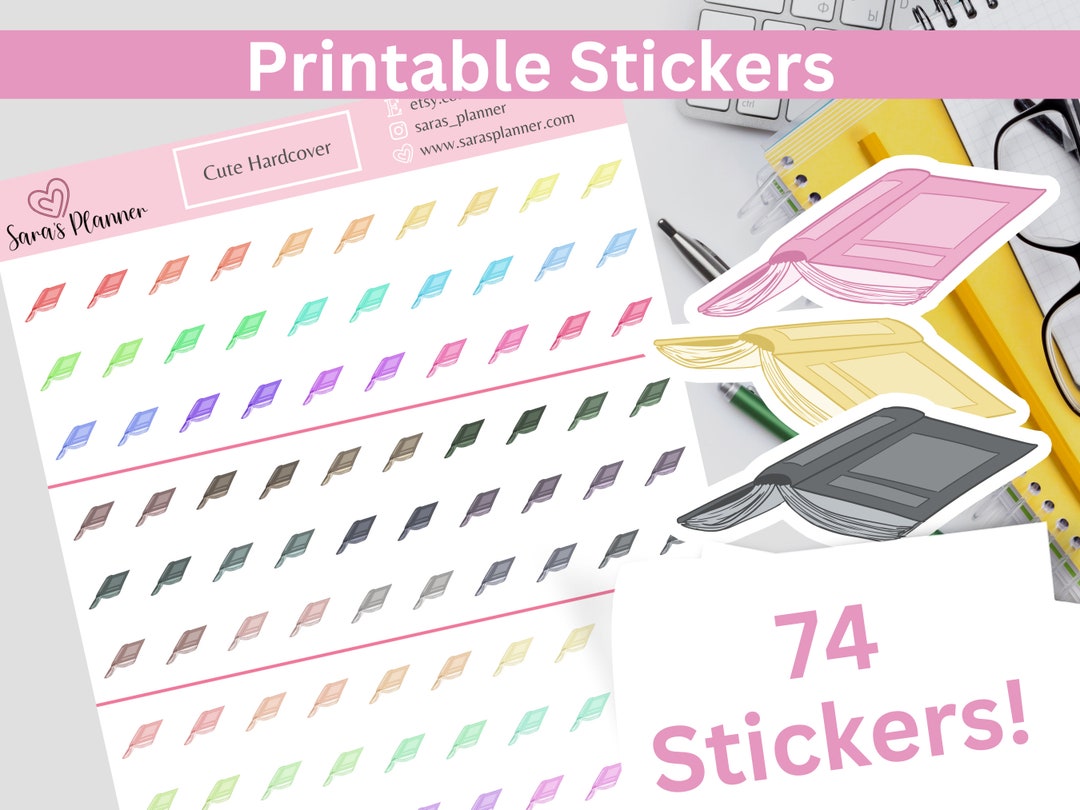 Printable Cute Hardcover Planner Stickers, Instant Download Functional