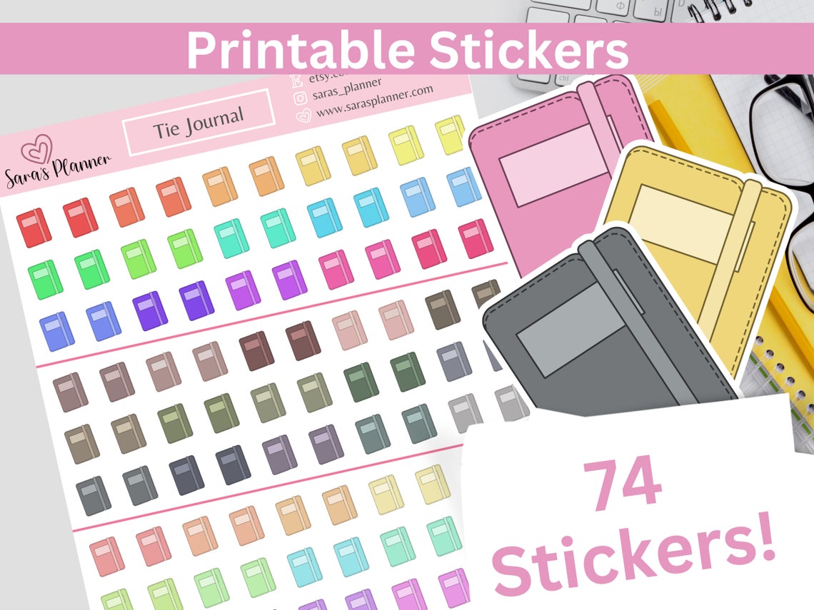 Printable Tie Journal Sticker, Instant Download Functional Planner ...