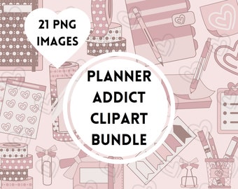 Peach Planner Clipart Bundle, Peach Pen Clipart, Planner PNG Bundle, Planner Girl PNG Clipart, Peach Diary Clipart, Printable Planner Icons