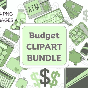 Green Budget Clipart Bundle, Cute Money PNG, Money Icon SVG, Finance Clipart Icons, Budget Planning PNG, Cash Stuffing Clipart, Piggy Bank