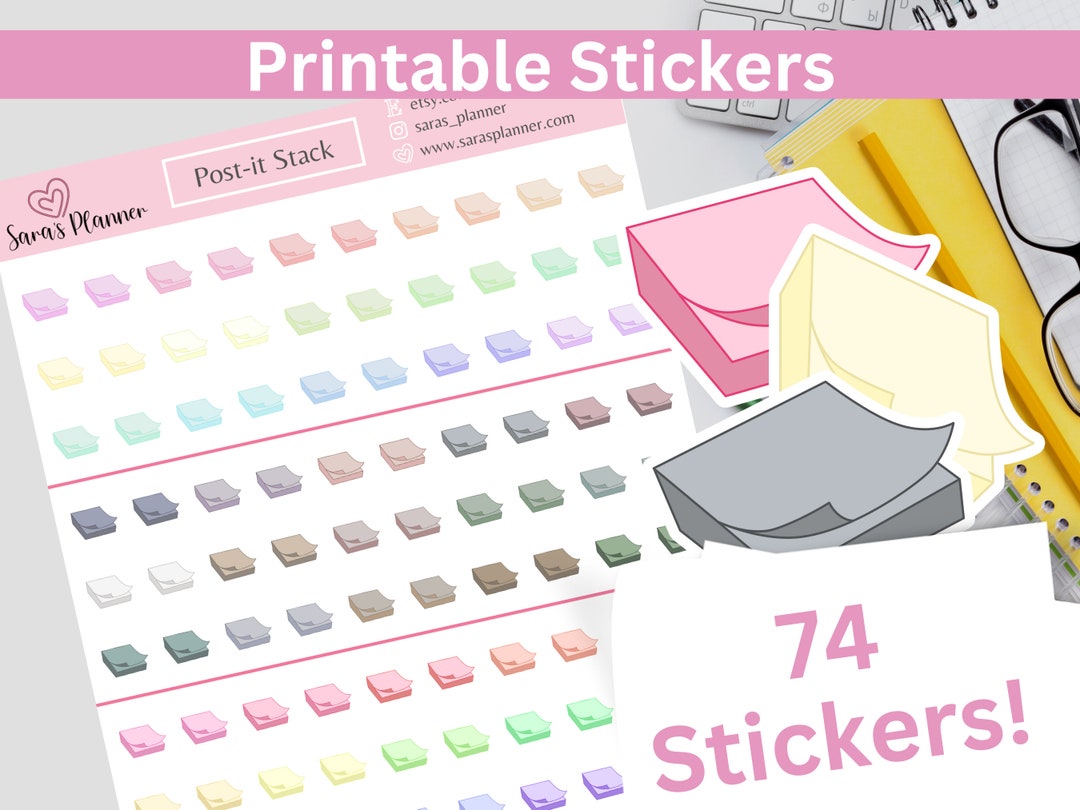 Sticky Notes Printable Planner Stickers, Instant Download PDF, PNG, JPG ...