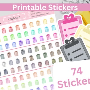 Druckbare Zwischenablage Planner Aufkleber, Sofort Download Funktionale Planner Aufkleber, Multicolor Klemmbrett ECLP, Happy Planner, Cut Files