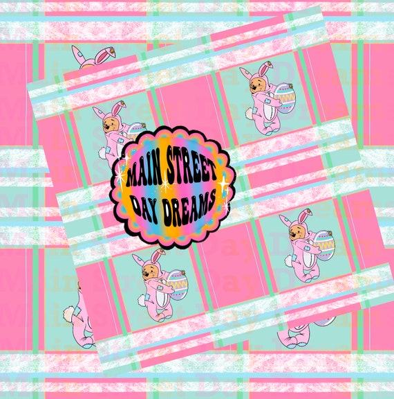Pink Easter Pooh Seamless Pattern Download DIGITAL ONLY