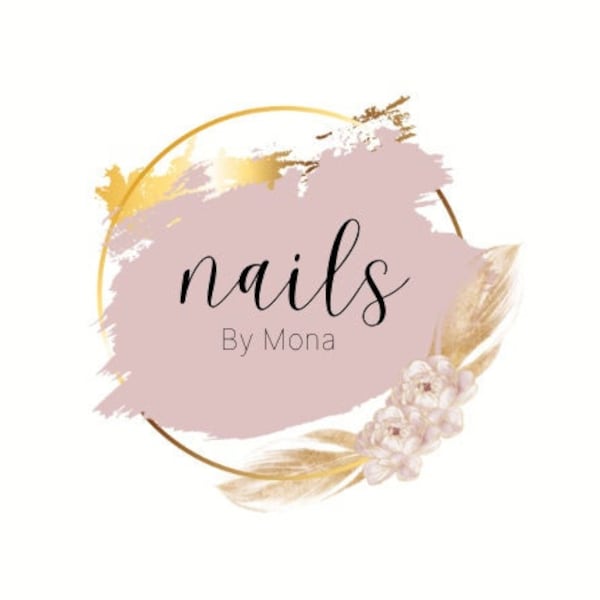Premade Nails and Beauty Logo, Rose Gold Logo, Nail polish, Salon Logo