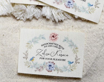 2,751x1,96inc1000pcs custom cotton labels vintage flower design,fabric cotton labels,Corner Quilt Label,sewing cotton labels,iron on labes