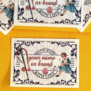 2,75x1,96inc 1000pcs custom sewing tags, she used to work as a tailor,custom cotton labels ,organic cotton tags,natural cotton tag,
