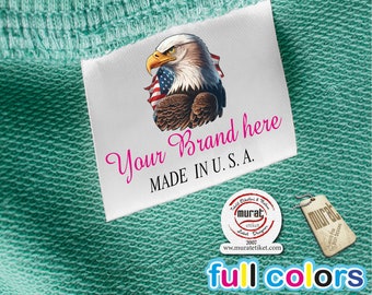 2,75x1,96inc 1000 pezziset di etichette in raso personalizzate a colori, etichetta da cucire Made in USA Flag America, etichetta da cucire personalizzata, etichetta da cucire personalizzata,