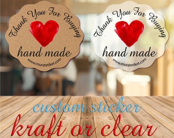 Personalisierte Aufkleber -Thank You Kraft Brown Stickers - Etiketten - Hochzeit - Geburtstagsparty - Thank You Stickers