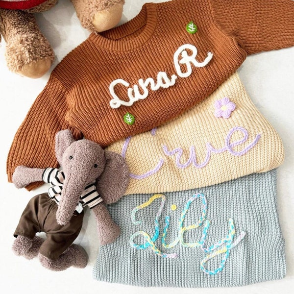 Custom Hand embroidered Name Baby Sweater,Personalized Baby Name Sweater,Baby Sweater With Name,Birthday Gift For Baby Girls Boy