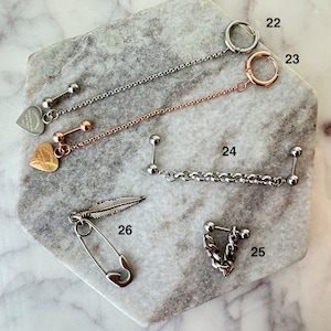 Connected Chain Hoops / Surgical steel piercing / Figure / Cartilage / Tragus