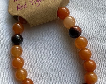 Red Aventurine & Red Tiger Eye Bracelet | Natural Gemstone Beaded Jewelry