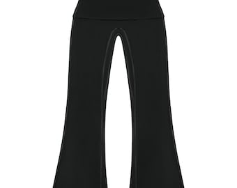 Fold Over Yoga Leggings, High Waist Flared Workout Leggings, Bodycon Activewear Pants