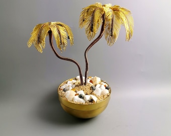 Hawaii Palm, 28cm/11", miniature palm tree, beach decor for bedroom, exotic plants, shells decore, beach lovet gift