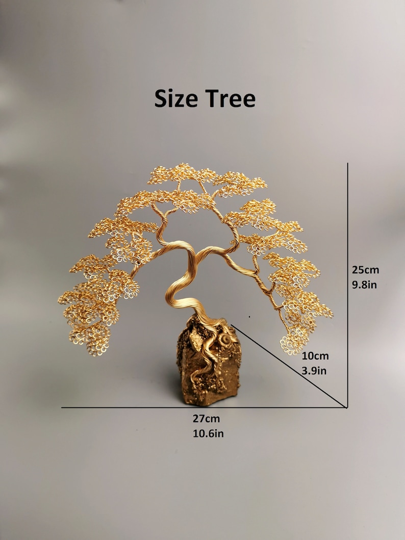 Gold Wire Bonsai Tree, 25cm/9.8, Friendship Tree, Engraved Dedication
