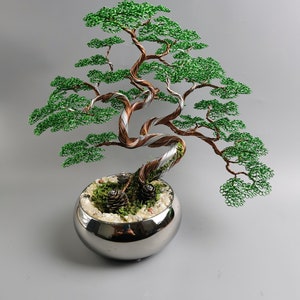Green Bronze Wire Bonsai Tree, 30cm/11.8in, Copper Tree, handmade art brass, Artificial Plant, personalized artwork, buddha figurine image 9