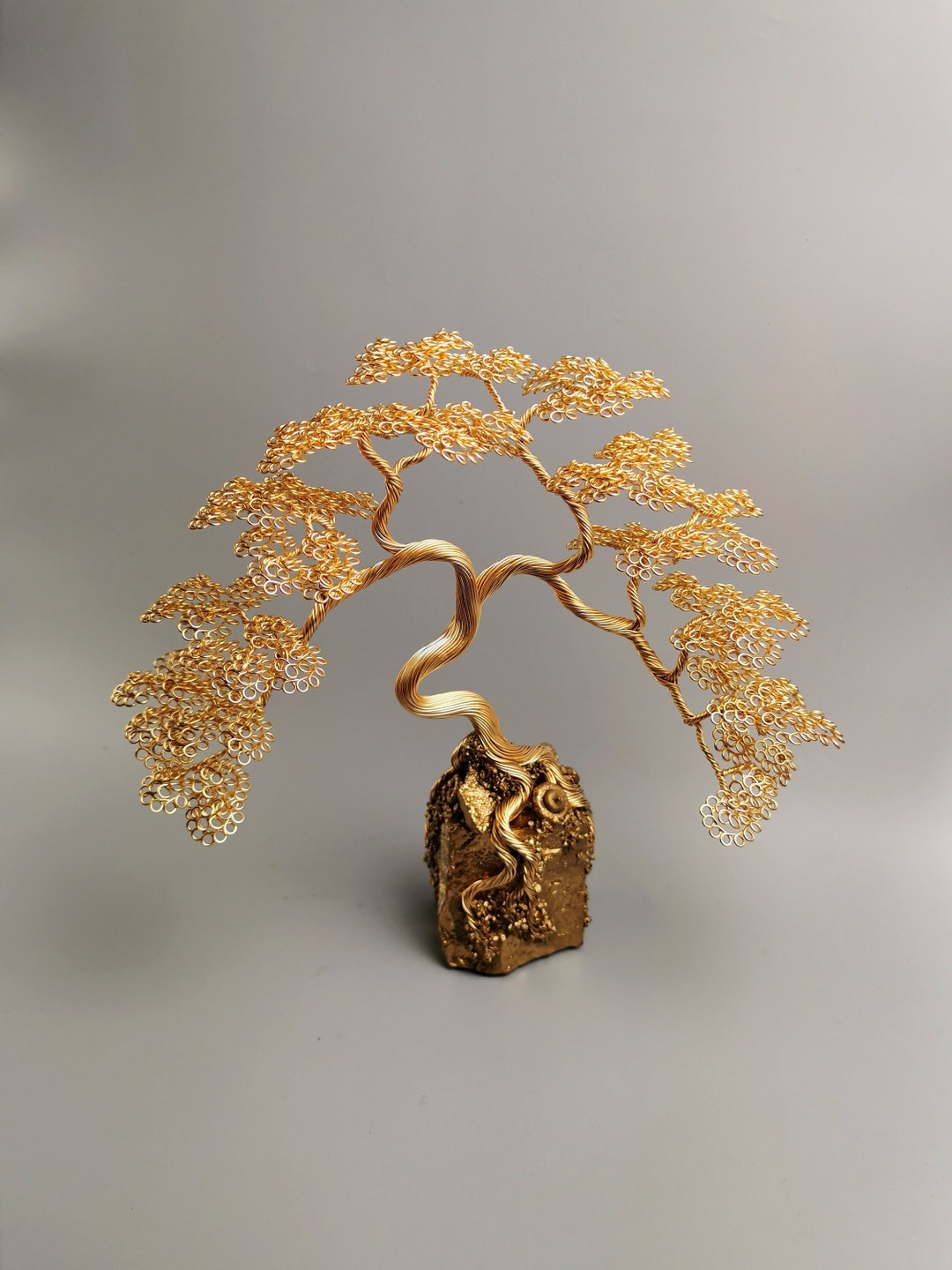 Gold Wire Bonsai Tree, 25cm/9.8, Friendship Tree, Engraved Dedication