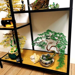 Green Bronze Wire Bonsai Tree, 30cm/11.8in, Copper Tree, handmade art brass, Artificial Plant, personalized artwork, buddha figurine image 4