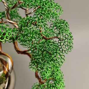 Árbol bonsái de alambre de bronce verde, 30 cm/11,8 pulgadas, árbol de cobre, latón artístico hecho a mano, planta artificial, obra de arte personalizada, estatuilla de buda imagen 8