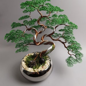 Green Bronze Wire Bonsai Tree, 30cm/11.8in, Copper Tree, handmade art brass, Artificial Plant, personalized artwork, buddha figurine image 5