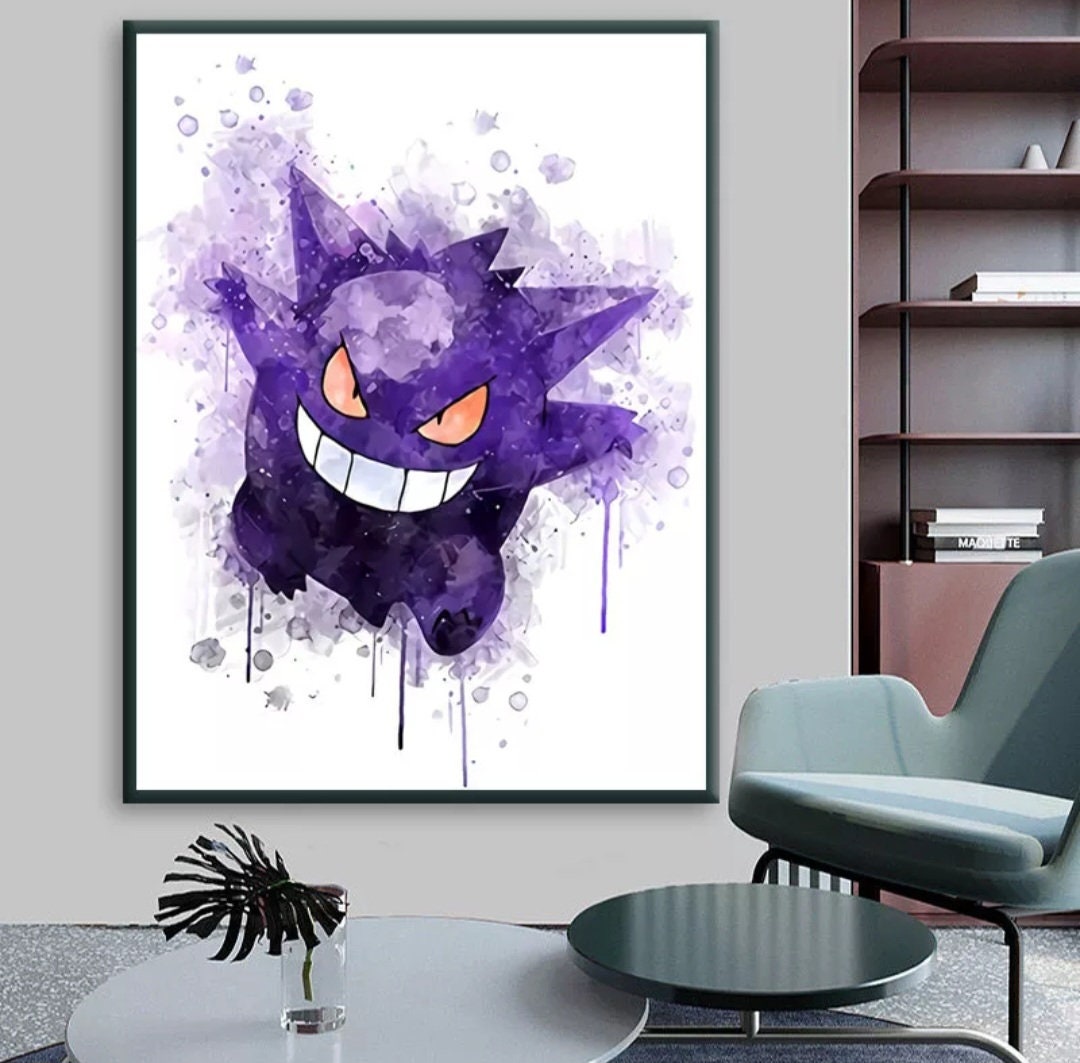 3D Watercolor Paint Pokémon Canvas Art Picture Decor Anime Etsy