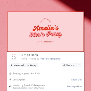 Facebook Banner Hens Party, Facebook Event Banner, bearbeitbares Banner, digitale Hens Facebook Event Cover