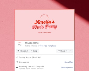 Facebook Banner Hens Party, Facebook Event Banner, Editable Banner, Digital Hens Facebook Event Cover