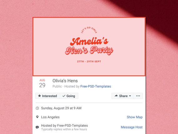 Facebook Banner Hens Party, Facebook Event Banner, Editable Banner, Digital Hens Facebook Event Cover