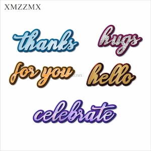 XMZZMX THANKS Blessing Words Metal Cutting Dies for Card Making Embossing Paper Die Cuts Sets Album Crafts Templates Stencils