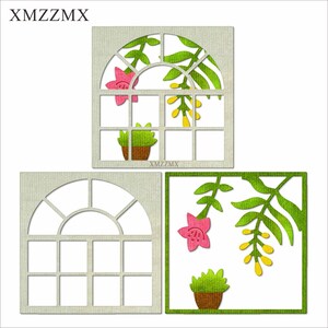 XMZZMX, troqueles de corte de Metal con flor de ventana para hacer tarjetas, juegos de troqueles de papel gofrado, plantillas para manualidades, plantillas