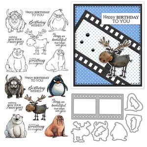 Deer Animal Clear Stamps and Die Cuts for Card Making Silicone Seals Metal Cutting Dies Sets for DIY Scrapbooking Paper